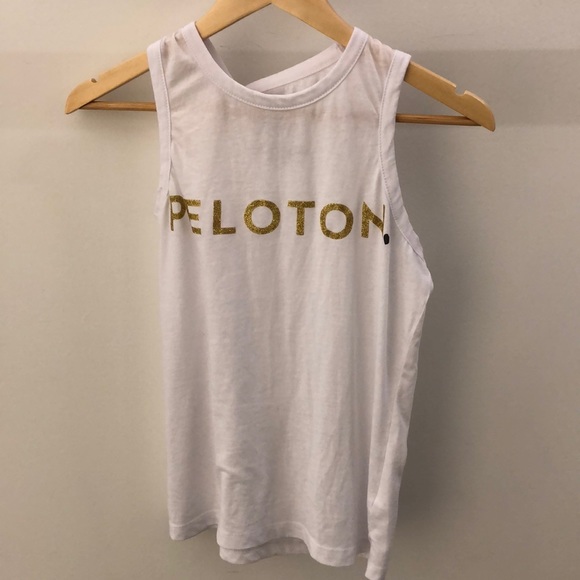 Chaser Tops - Chaser white with gold Peloton tank, sz xs, 64779